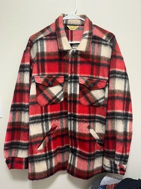 Vintage Deacon Brothers Wool Mohair Plaid Jacket Red Black Large